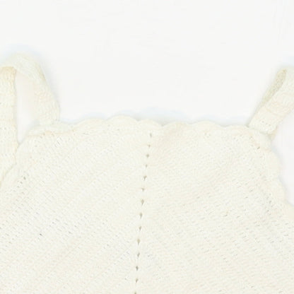 River Island Girls White Striped Cotton Cropped Tank Size 7-8 Years Halter Pullover