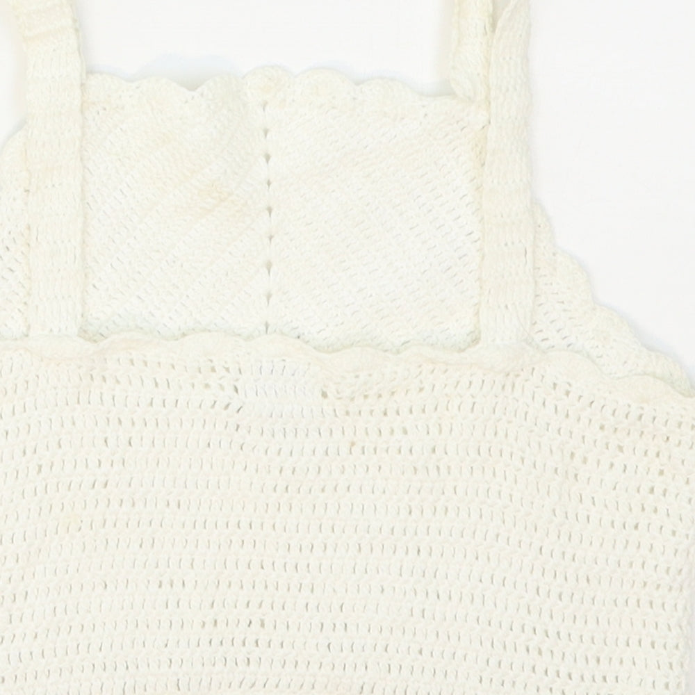 River Island Girls White Striped Cotton Cropped Tank Size 7-8 Years Halter Pullover