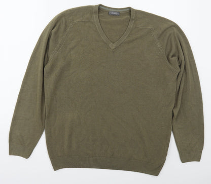 Wolsey Mens White V-Neck Geometric Acrylic Pullover Jumper Size L