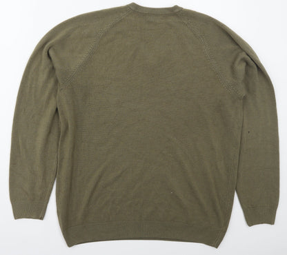 Wolsey Mens White V-Neck Geometric Acrylic Pullover Jumper Size L