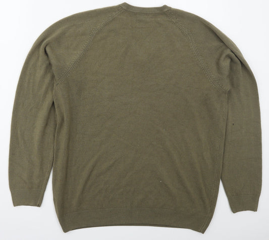 Wolsey Mens White V-Neck Geometric Acrylic Pullover Jumper Size L