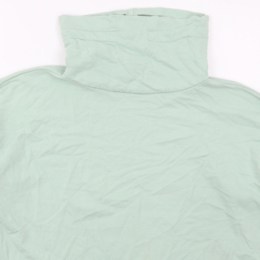 Close-up detail of Capsule women’s green cotton pullover sweatshirt, size UK 20, pullover