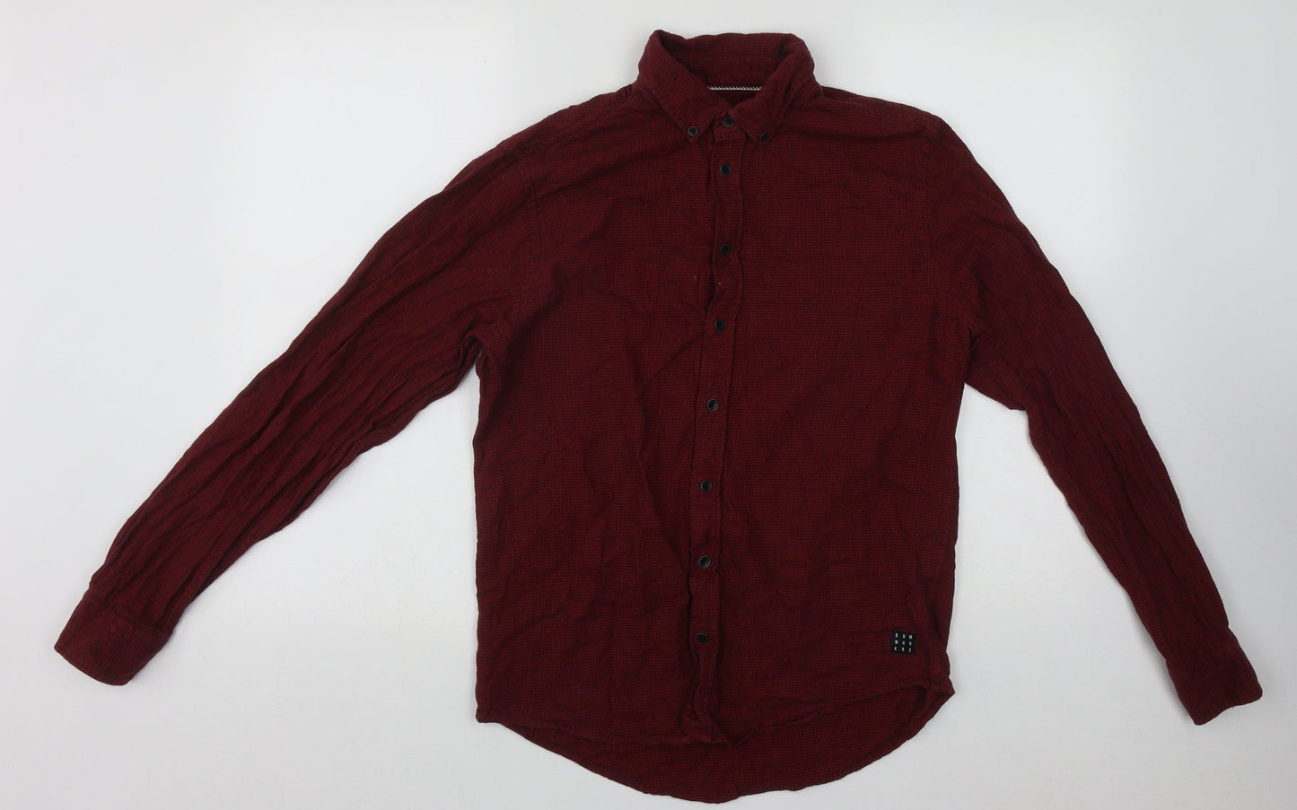 Mens UK Size S Blend Red  Button-Up Long Sleeve Casual Shirt
