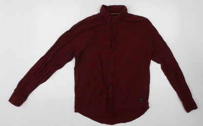 Mens UK Size S Blend Red  Button-Up Long Sleeve Casual Shirt