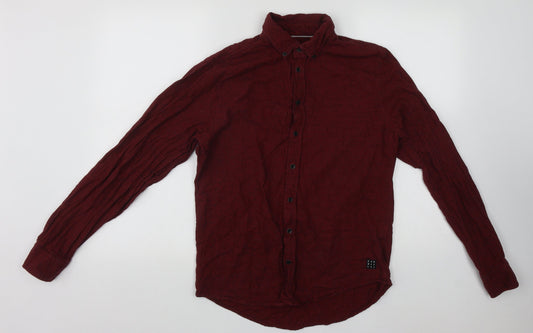 Mens UK Size S Blend Red  Button-Up Long Sleeve Casual Shirt