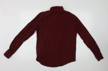 Mens UK Size S Blend Red  Button-Up Long Sleeve Casual Shirt