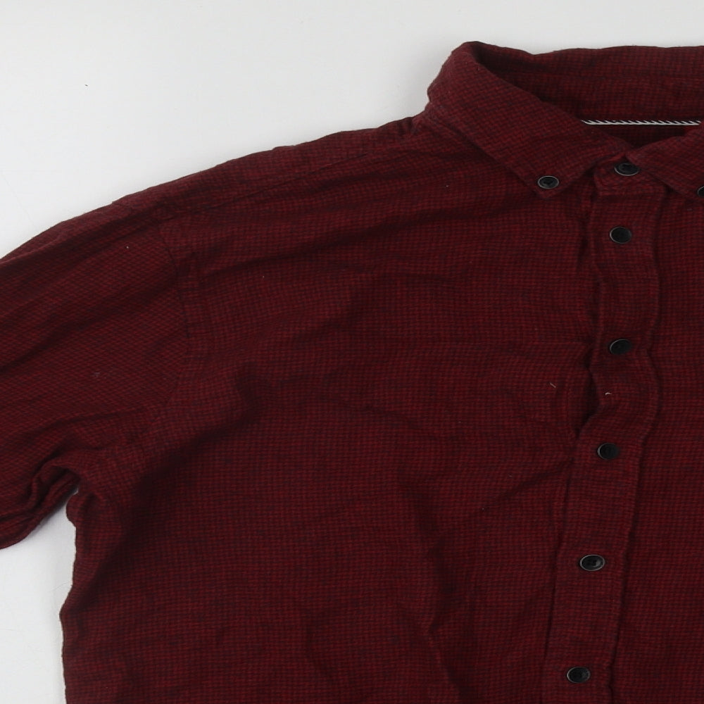 Mens UK Size S Blend Red  Button-Up Long Sleeve Casual Shirt