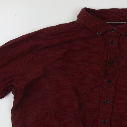Mens UK Size S Blend Red  Button-Up Long Sleeve Casual Shirt