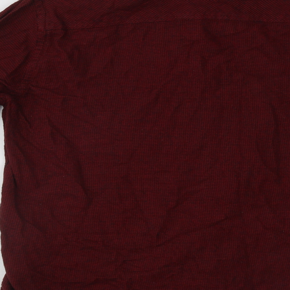 Mens UK Size S Blend Red  Button-Up Long Sleeve Casual Shirt