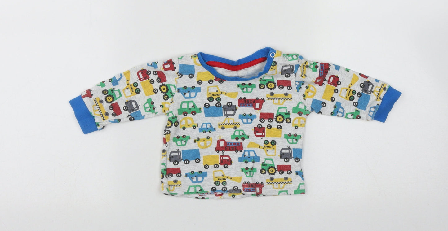 Primark Boys Multicoloured  Cotton Basic Casual Size 6-9 Months Round Neck Button - Cars