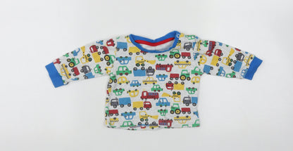 Primark Boys Multicoloured  Cotton Basic Casual Size 6-9 Months Round Neck Button - Cars
