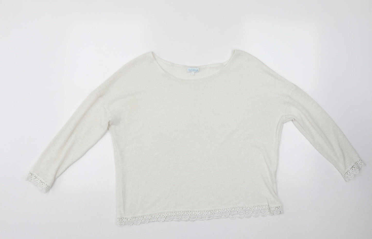 Womens UK Size S Blue Vanilla White Pullover Jumper