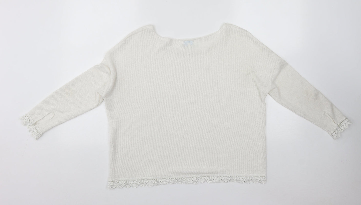 Womens UK Size S Blue Vanilla White Pullover Jumper