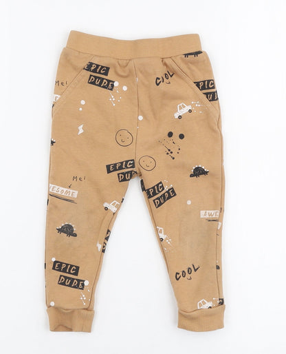 Goerge Boys Brown  Cotton Jogger Trousers Size 12-18 Months  Pullover