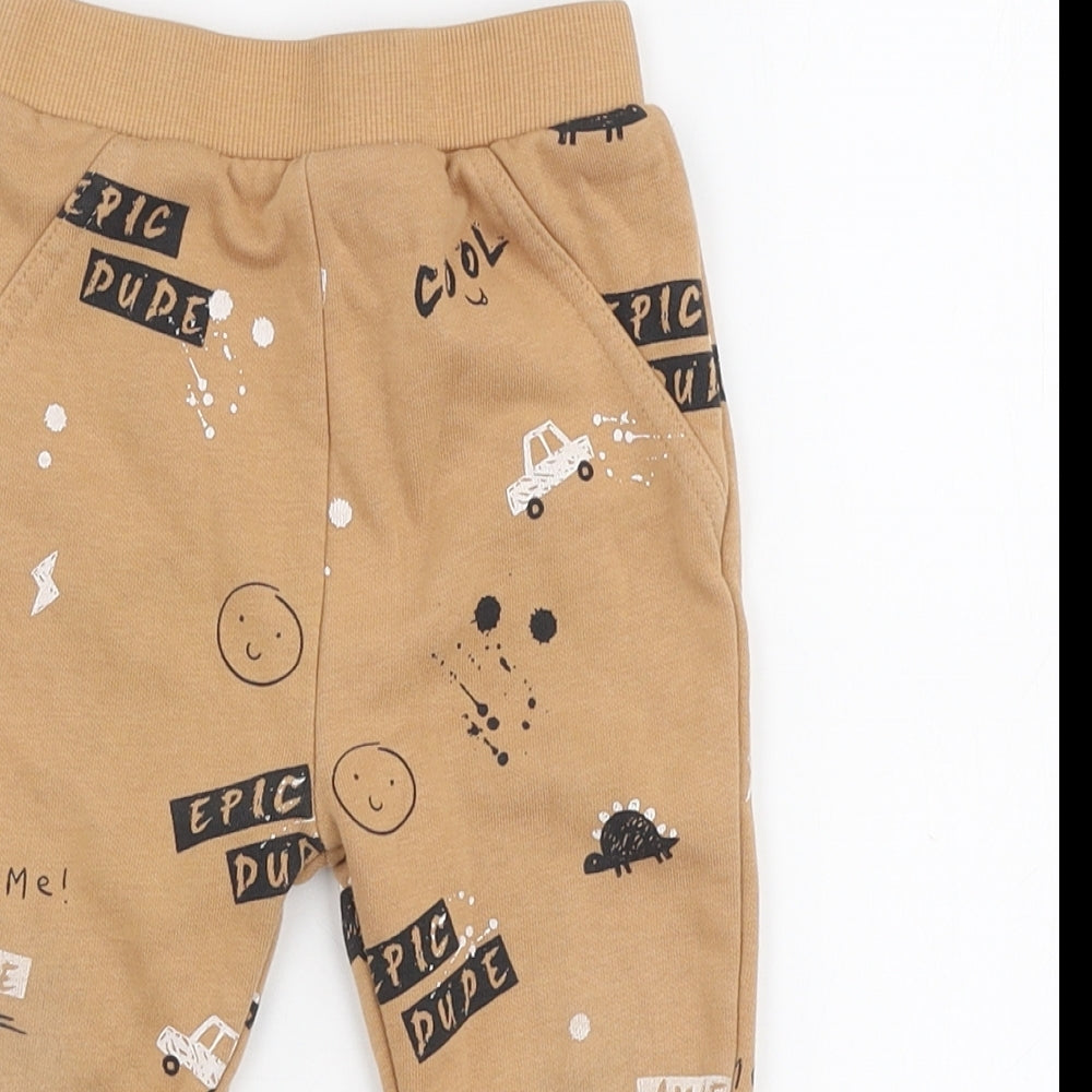 Goerge Boys Brown  Cotton Jogger Trousers Size 12-18 Months  Pullover