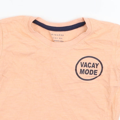 Primark Boys Orange  100% Cotton Jersey T-Shirt Size 12-18 Months Round Neck Pullover - Vacay mode