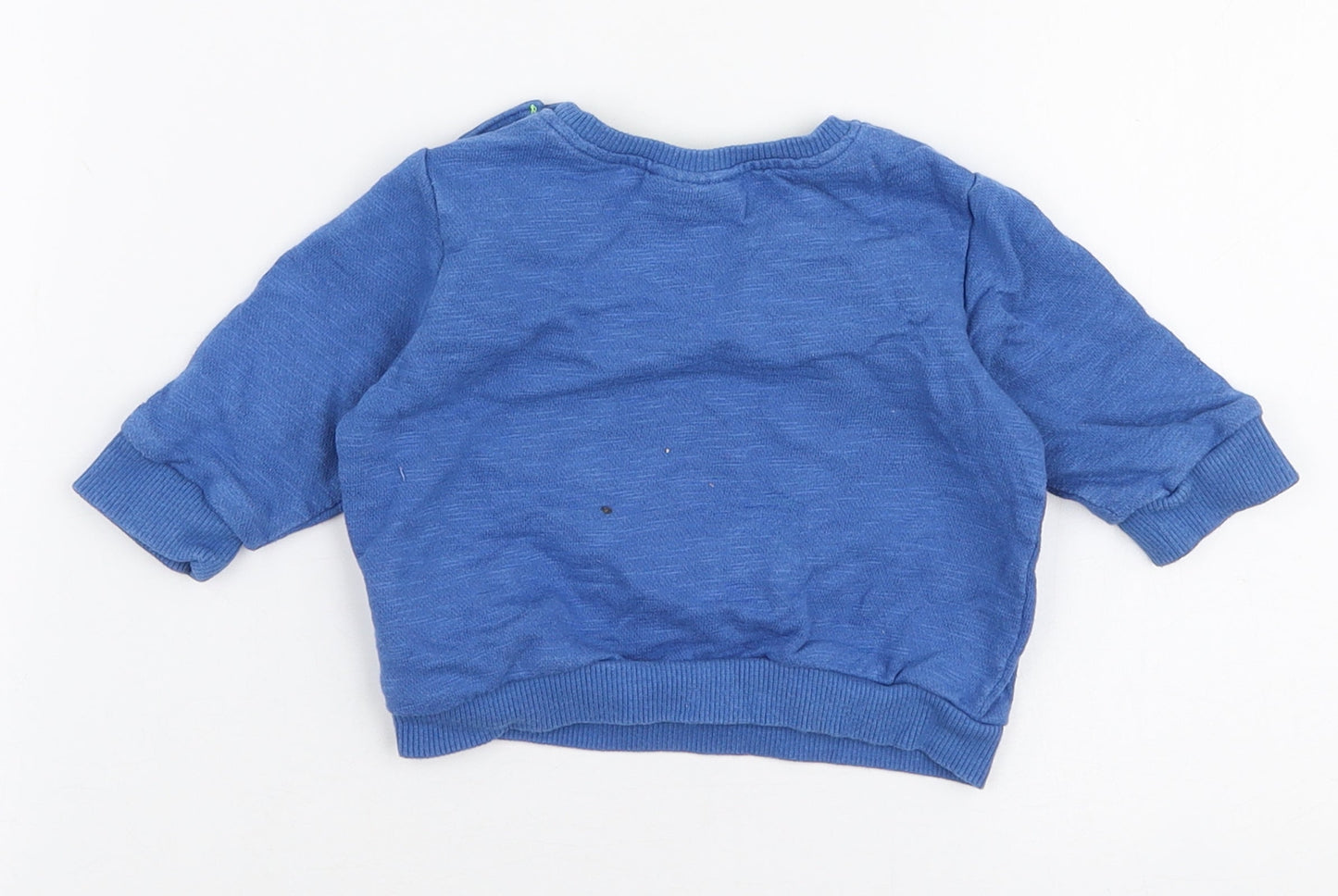 NEXT Boys Blue  100% Cotton Pullover Jumper Size 0-3 Months  Snap - Dinosaur