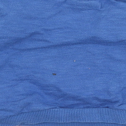 NEXT Boys Blue  100% Cotton Pullover Jumper Size 0-3 Months  Snap - Dinosaur