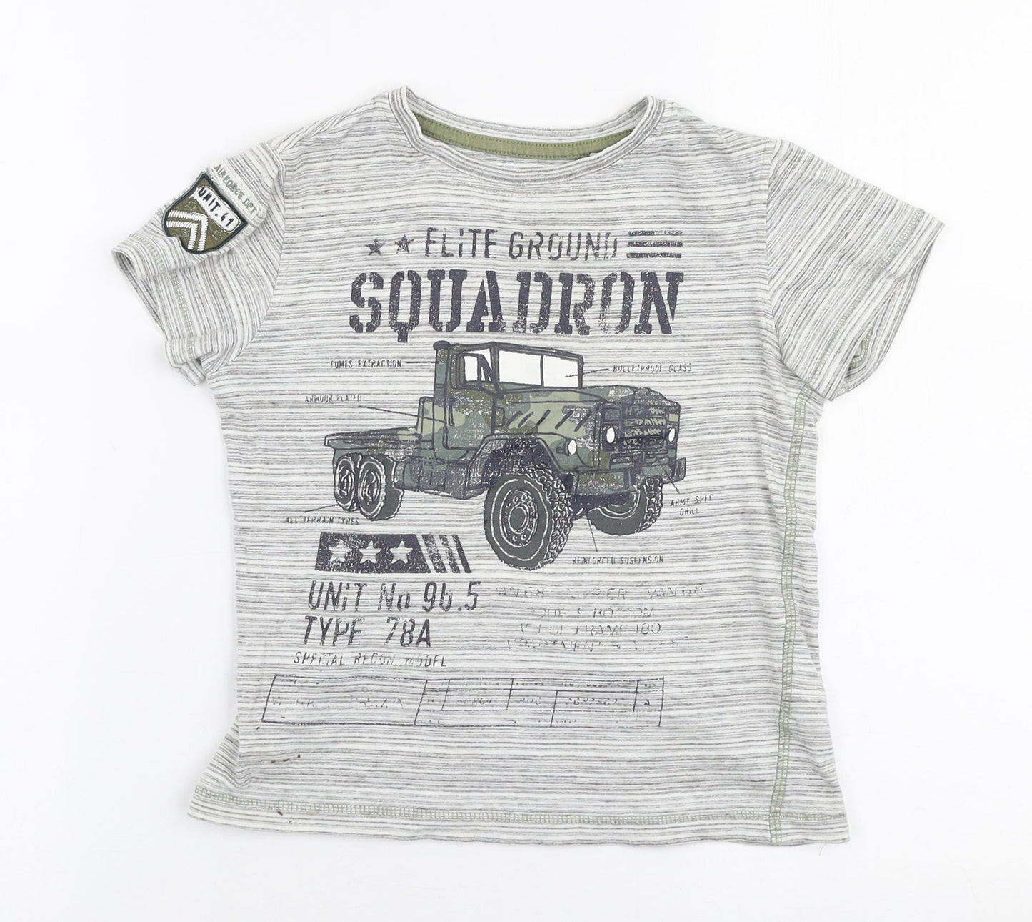 NEXT Boys Grey  100% Cotton Jersey T-Shirt Size 5 Years Round Neck Pullover - Squadron