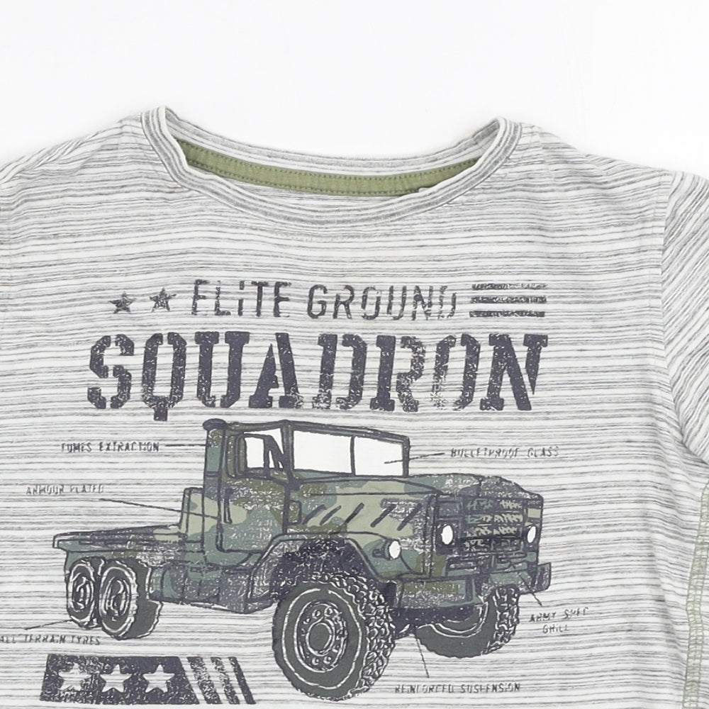 NEXT Boys Grey  100% Cotton Jersey T-Shirt Size 5 Years Round Neck Pullover - Squadron