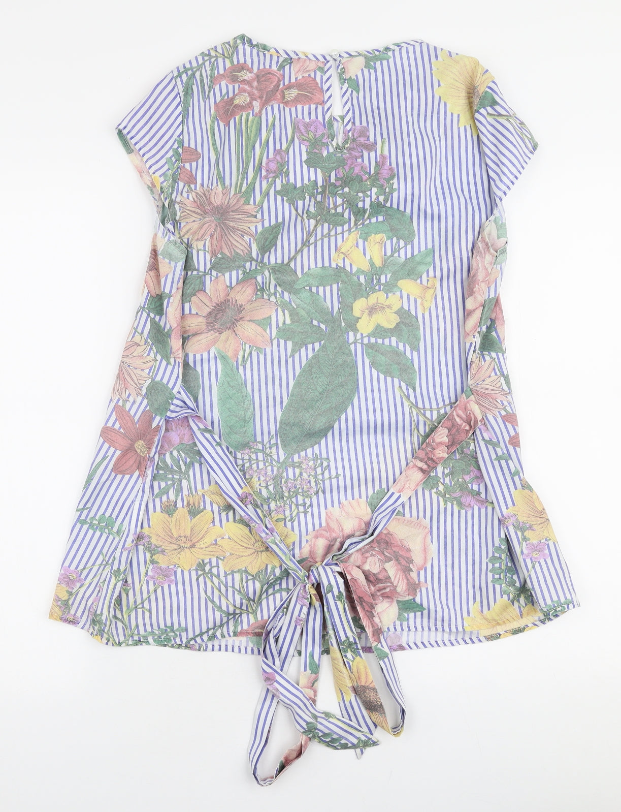 SheIn Womens Multicoloured Striped Polyester Basic Blouse Size M Round Neck