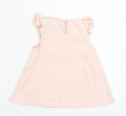 Savannah Girls Pink  Cotton Jersey T-Shirt Size 2 Years Round Neck Pullover - Mice
