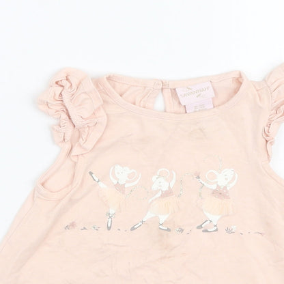 Savannah Girls Pink  Cotton Jersey T-Shirt Size 2 Years Round Neck Pullover - Mice