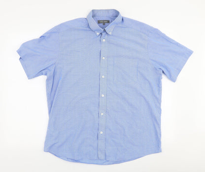 Mens UK Size M Marks and Spencer Blue  Button-Up Short Sleeve Casual Shirt