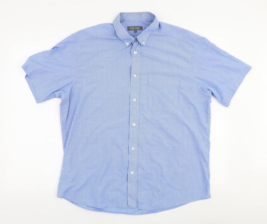 Mens UK Size M Marks and Spencer Blue  Button-Up Short Sleeve Casual Shirt