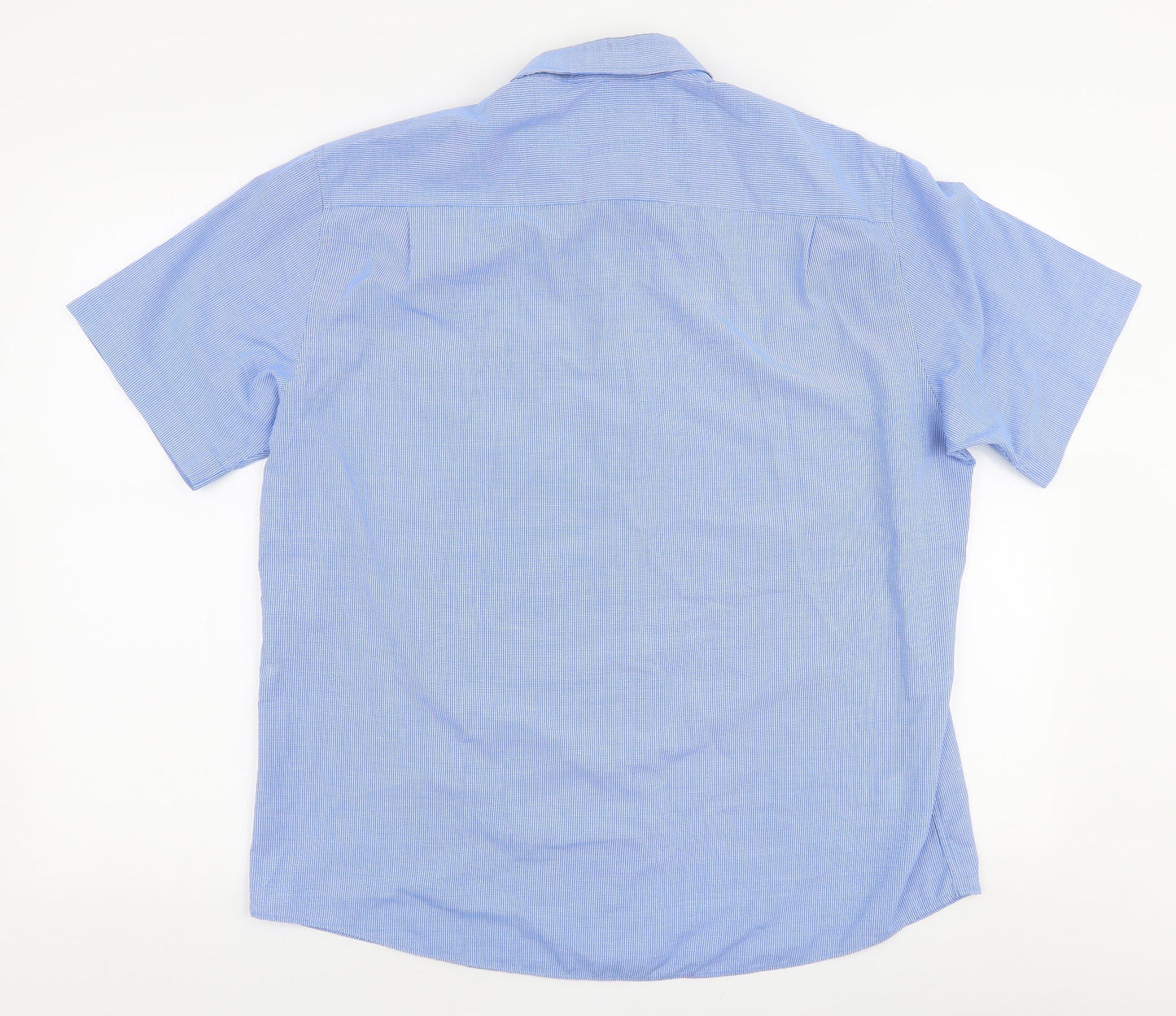 Mens UK Size M Marks and Spencer Blue  Button-Up Short Sleeve Casual Shirt