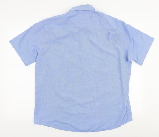 Mens UK Size M Marks and Spencer Blue  Button-Up Short Sleeve Casual Shirt