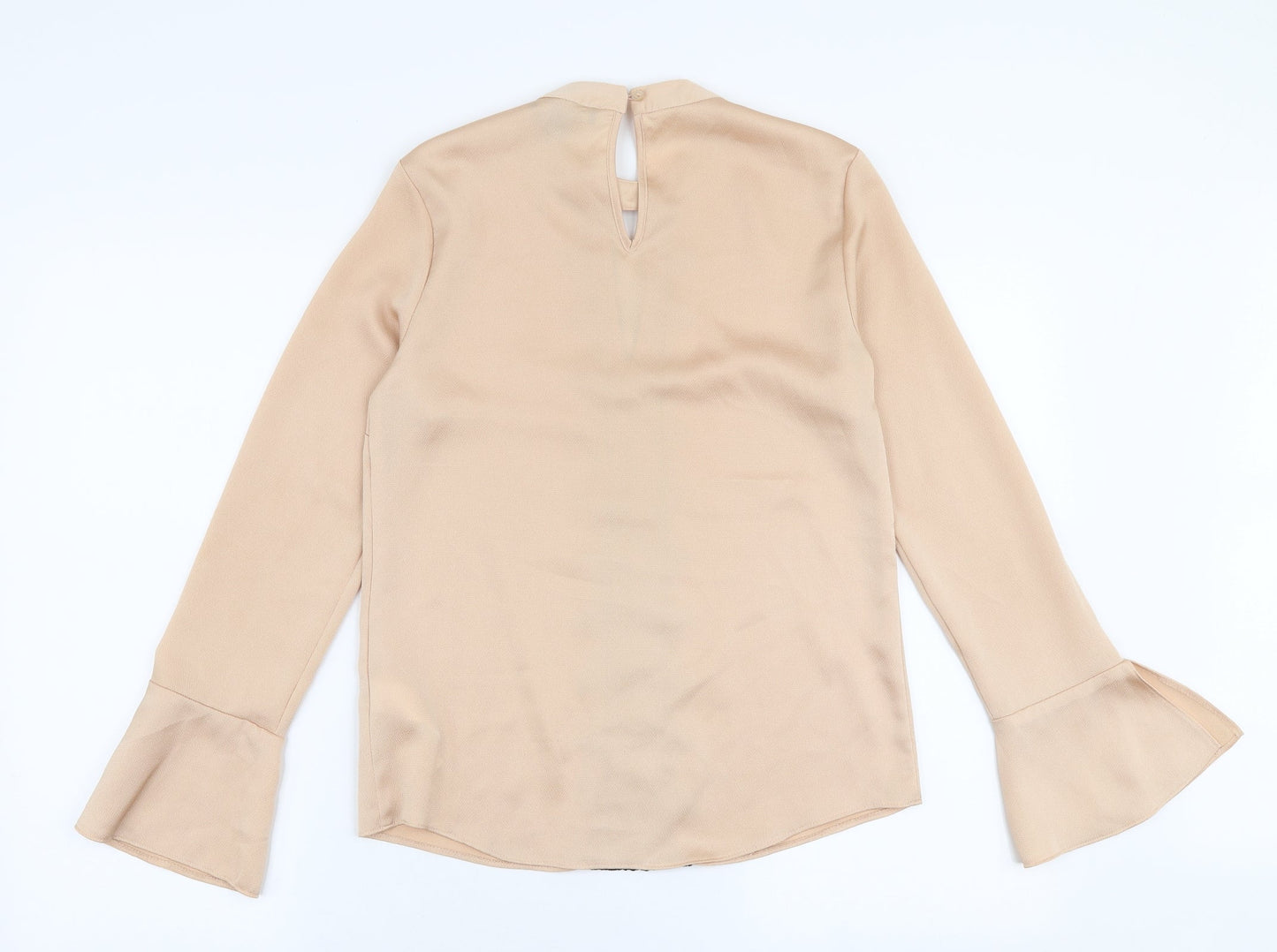 Primark Womens Beige  Polyester Basic Blouse Size 6 High Neck