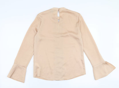 Primark Womens Beige  Polyester Basic Blouse Size 6 High Neck
