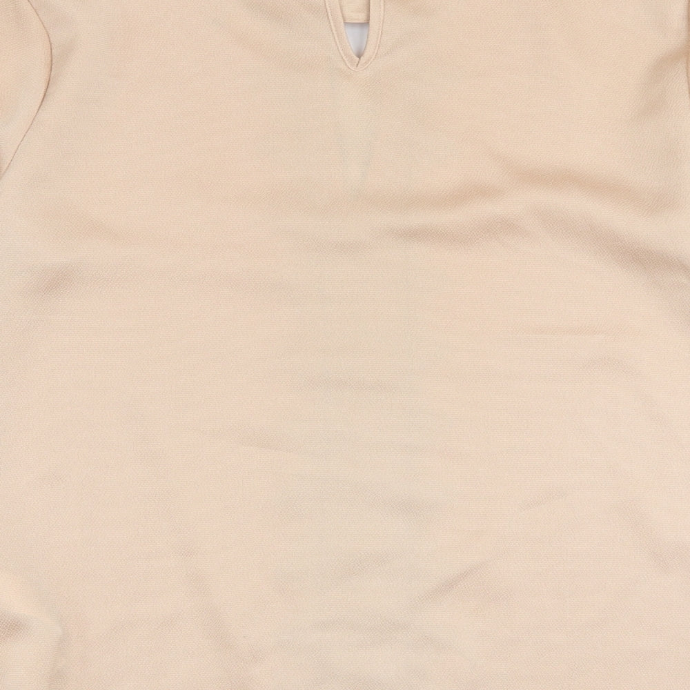 Primark Womens Beige  Polyester Basic Blouse Size 6 High Neck