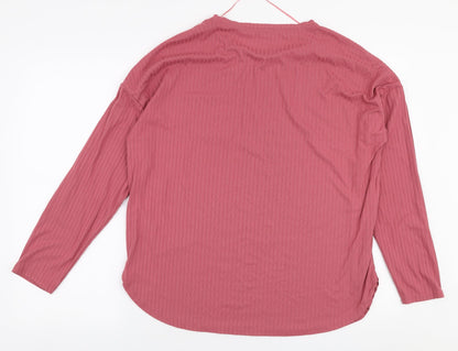 Primark Womens Pink Round Neck  Polyester Pullover Jumper Size M