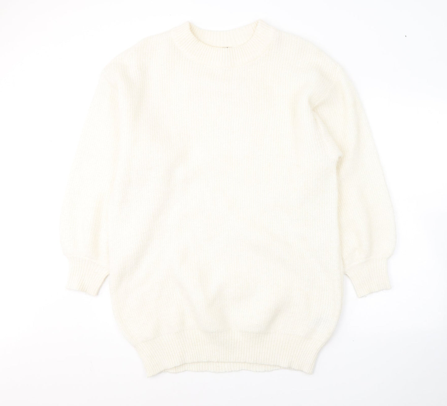 Divided by H&M# Womens White Round Neck  Acrylic Pullover Jumper Size S
