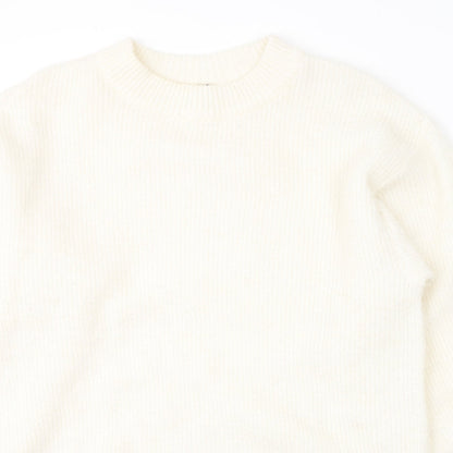 Divided by H&M# Womens White Round Neck  Acrylic Pullover Jumper Size S