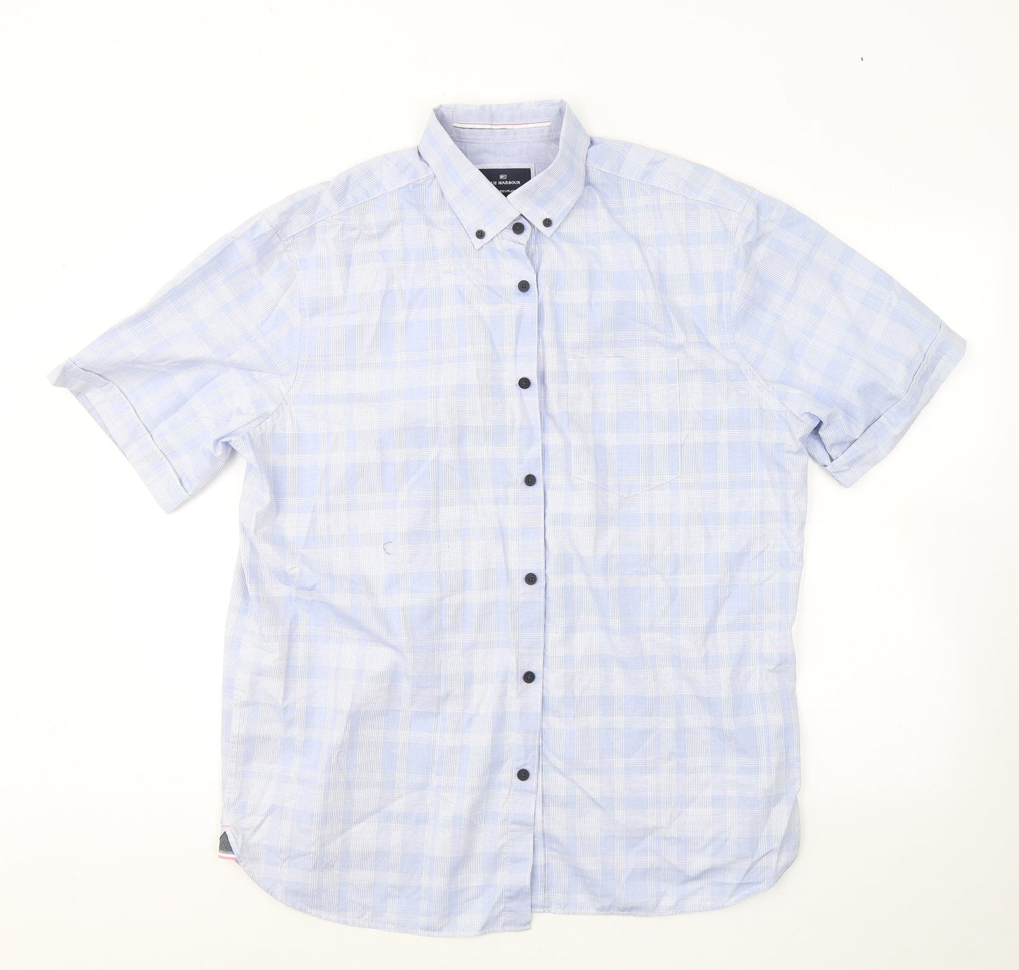 Mens UK Size L Blue Harbour Blue  Button-Up Short Sleeve Casual Shirt