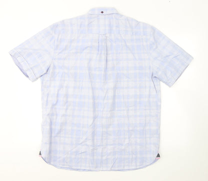 Mens UK Size L Blue Harbour Blue  Button-Up Short Sleeve Casual Shirt