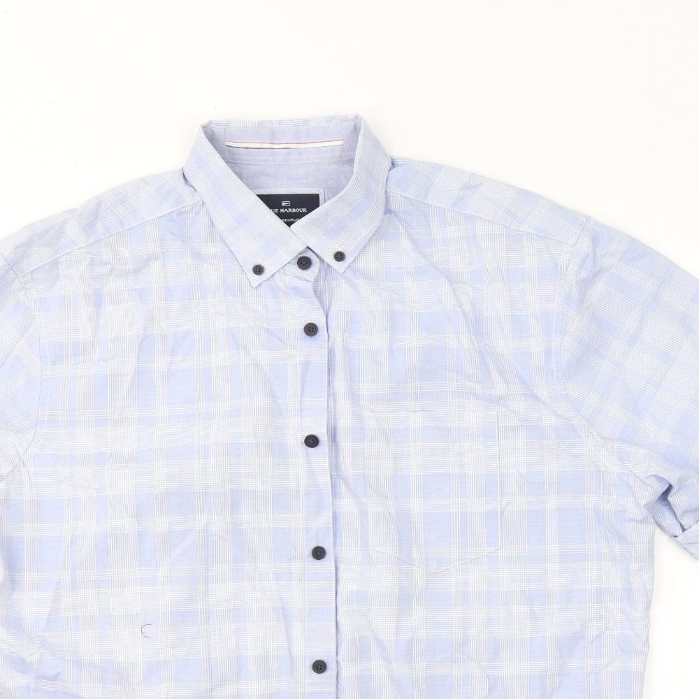 Mens UK Size L Blue Harbour Blue  Button-Up Short Sleeve Casual Shirt