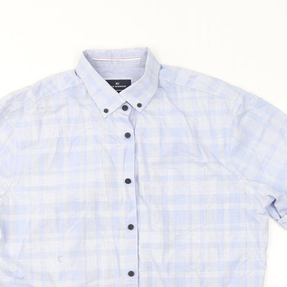 Mens UK Size L Blue Harbour Blue  Button-Up Short Sleeve Casual Shirt