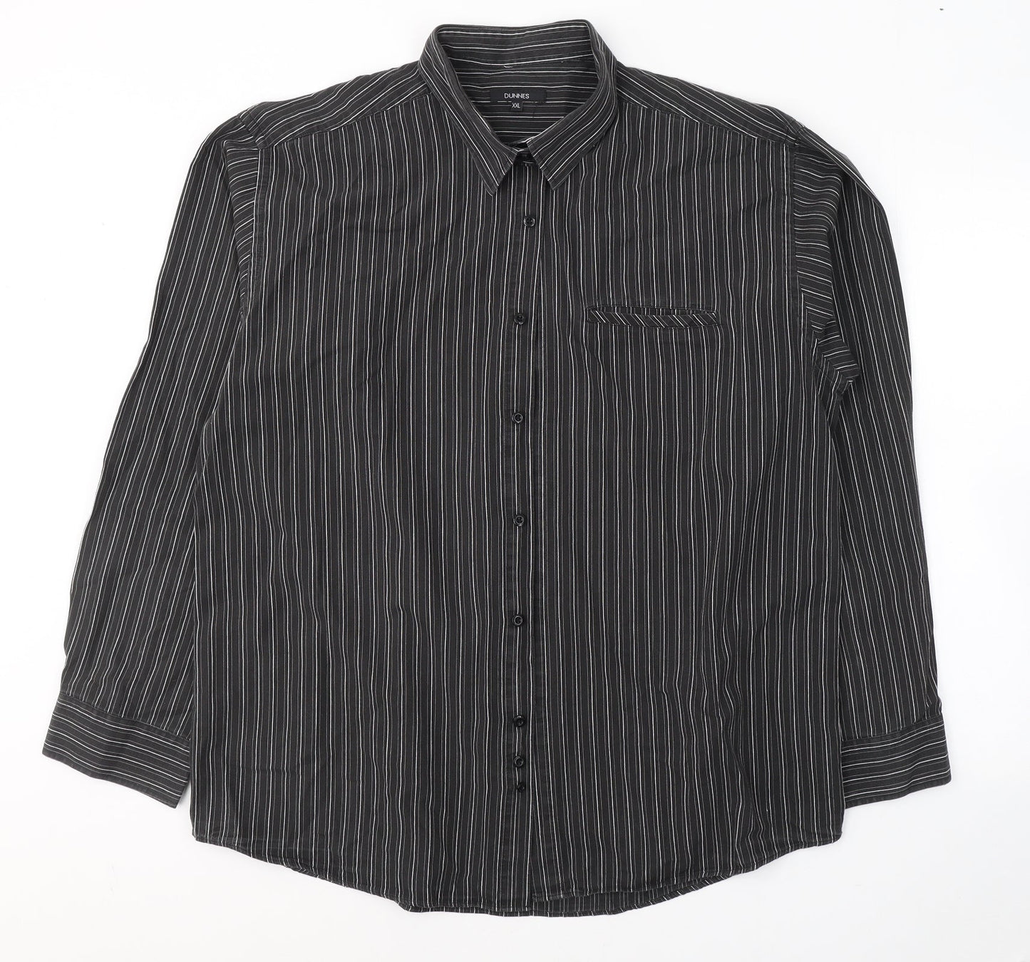 Mens UK Size 2XL Dunnes Stores Black  Button-Up Long Sleeve Casual Shirt