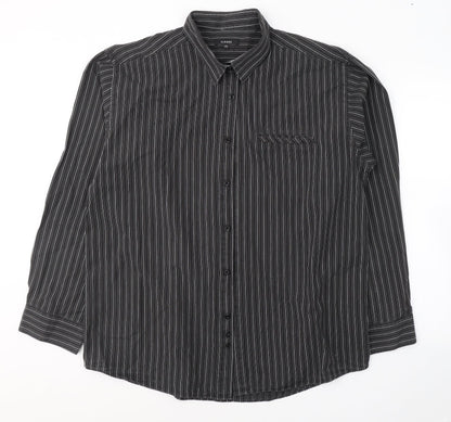 Mens UK Size 2XL Dunnes Stores Black  Button-Up Long Sleeve Casual Shirt