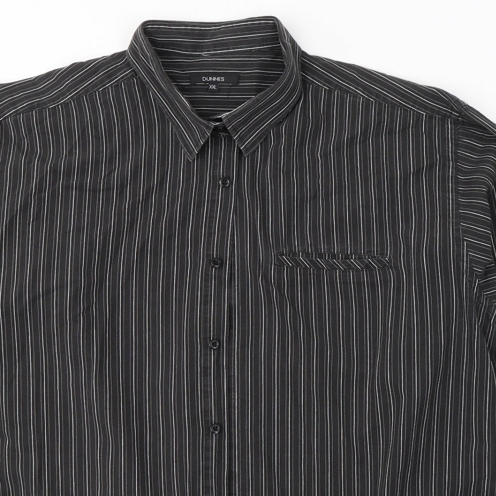 Mens UK Size 2XL Dunnes Stores Black  Button-Up Long Sleeve Casual Shirt