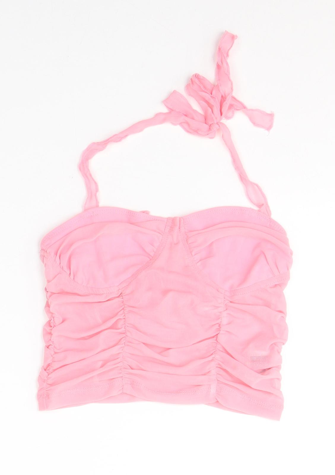 SheIn Womens Pink  Polyester Cropped Blouse Size M Halter