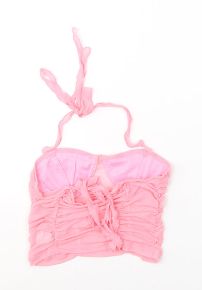 SheIn Womens Pink  Polyester Cropped Blouse Size M Halter