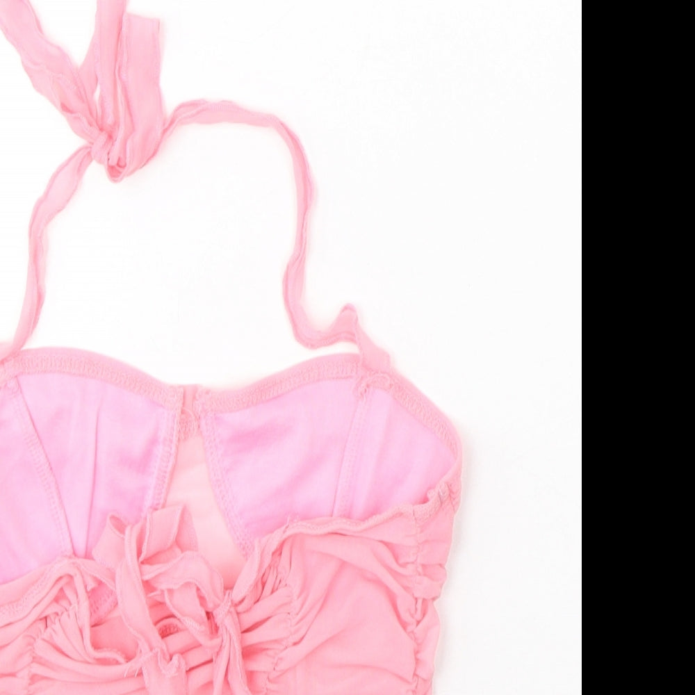 SheIn Womens Pink  Polyester Cropped Blouse Size M Halter