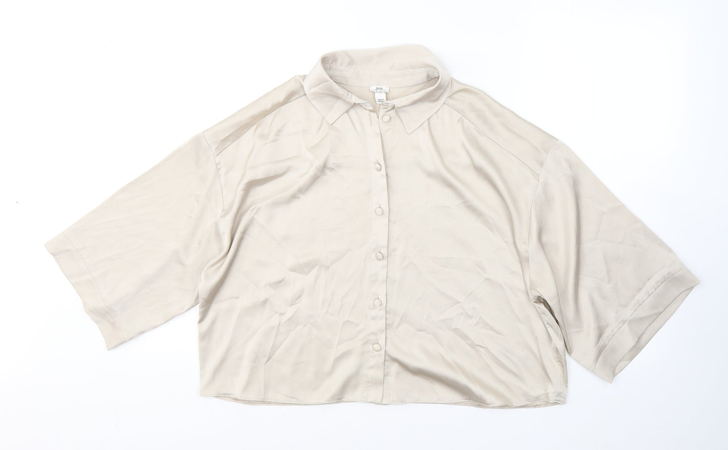 Womens UK Size 12 River Island Beige Basic Button-Up