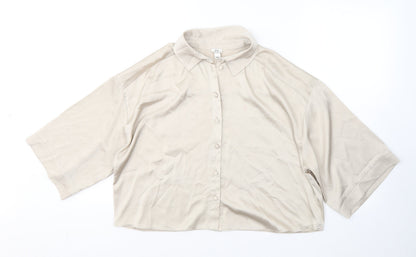Womens UK Size 12 River Island Beige Basic Button-Up
