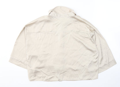 Womens UK Size 12 River Island Beige Basic Button-Up